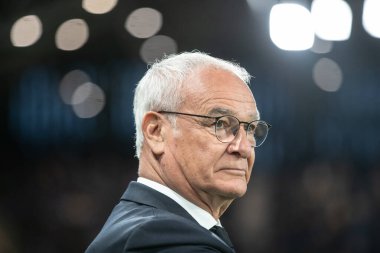 Bergamo, İtalya, 12 Mayıs 2025. Gewiss Stadyumu. İtalyan Serisi A Futbol Şampiyonası. Atalanta Roma 'ya karşı 2-1. Claudio Ranieri, Roma koçu..