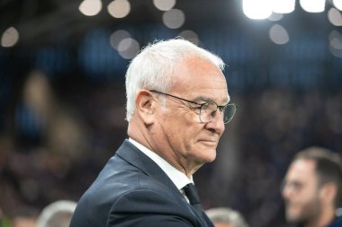 Bergamo, İtalya, 12 Mayıs 2025. Gewiss Stadyumu. İtalyan Serisi A Futbol Şampiyonası. Atalanta Roma 'ya karşı 2-1. Claudio Ranieri, Roma koçu..