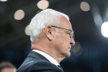 Bergamo, İtalya, 12 Mayıs 2025. Gewiss Stadyumu. İtalyan Serisi A Futbol Şampiyonası. Atalanta Roma 'ya karşı 2-1. Claudio Ranieri, Roma koçu..