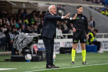 Bergamo, İtalya, 12 Mayıs 2025. Gewiss Stadyumu. İtalyan Serisi A Futbol Şampiyonası. Atalanta Roma 'ya karşı 2-1. Claudio Ranieri, Roma koçu..