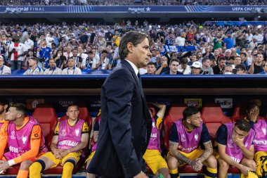 Münih, Almanya. 31 Mayıs 2025. UEFA Şampiyonlar Ligi. Son sözüm Paris Saint-Germain V. Inter Milan 5-0. Simone Inzaghi, antrenör Inter, maçın başında.