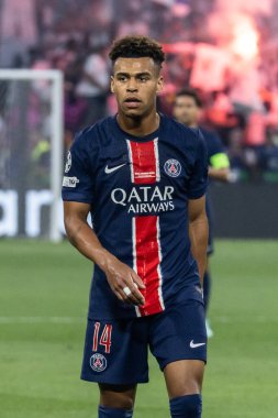 Münih, Almanya. 31 Mayıs 2025. UEFA Şampiyonlar Ligi. Son sözüm Paris Saint-Germain V. Inter Milan 5-0. Desire Doue, PSG.