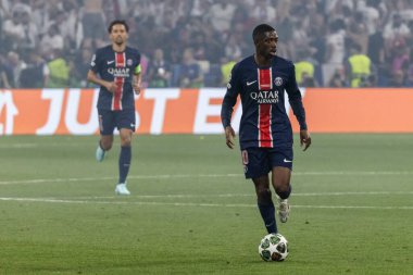Münih, Almanya. 31 Mayıs 2025. UEFA Şampiyonlar Ligi. Son sözüm Paris Saint-Germain V. Inter Milan 5-0. Ousmane Dembele, PSG.