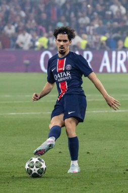 Münih, Almanya. 31 Mayıs 2025. UEFA Şampiyonlar Ligi. Son sözüm Paris Saint-Germain V. Inter Milan 5-0. Vitinha, PSG.