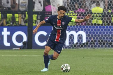 Münih, Almanya. 31 Mayıs 2025. UEFA Şampiyonlar Ligi. Son sözüm Paris Saint-Germain V. Inter Milan 5-0. Marquinhos, PSG.