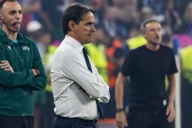 Münih, Almanya. 31 Mayıs 2025. UEFA Şampiyonlar Ligi. Son sözüm Paris Saint-Germain V. Inter Milan 5-0. Simone Inzaghi, Koç Inter..