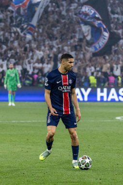 Münih, Almanya. 31 Mayıs 2025. UEFA Şampiyonlar Ligi. Son sözüm Paris Saint-Germain V. Inter Milan 5-0. Achraf Hakimi, PSG.