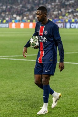 Münih, Almanya. 31 Mayıs 2025. UEFA Şampiyonlar Ligi. Son sözüm Paris Saint-Germain V. Inter Milan 5-0. Ousmane Dembele, PSG.