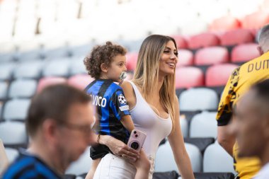 Münih, Almanya. 31 Mayıs 2025. UEFA Şampiyonlar Ligi. Son sözüm Paris Saint-Germain V. Inter Milan 5-0. Inter Destekçileri.