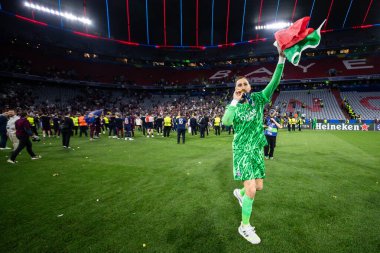Münih, Almanya. 31 Mayıs 2025. UEFA Şampiyonlar Ligi. Son sözüm Paris Saint-Germain V. Inter Milan 5-0. Luigi Donnarumma, kaleci PSG, kutluyor..