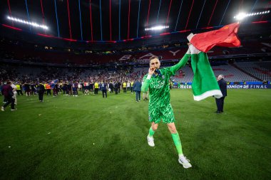 Münih, Almanya. 31 Mayıs 2025. UEFA Şampiyonlar Ligi. Son sözüm Paris Saint-Germain V. Inter Milan 5-0. Luigi Donnarumma, kaleci PSG, kutluyor..