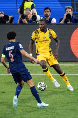 Münih, Almanya. 31 Mayıs 2025. UEFA Şampiyonlar Ligi. Son sözüm Paris Saint-Germain V. Inter Milan 5-0. Marcus Thuram, Inter.