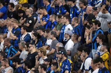 Münih, Almanya. 31 Mayıs 2025. UEFA Şampiyonlar Ligi. Son sözüm Paris Saint-Germain V. Inter Milan 5-0. Inter Destekçileri.