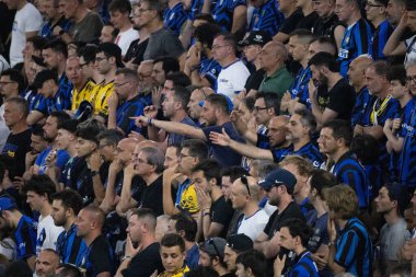 Münih, Almanya. 31 Mayıs 2025. UEFA Şampiyonlar Ligi. Son sözüm Paris Saint-Germain V. Inter Milan 5-0. Inter Destekçileri.