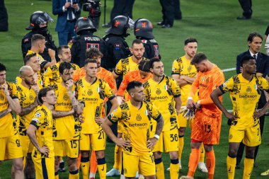 Münih, Almanya. 31 Mayıs 2025. UEFA Şampiyonlar Ligi. Son sözüm Paris Saint-Germain V. Inter Milan 5-0. Maçtan sonra inter.