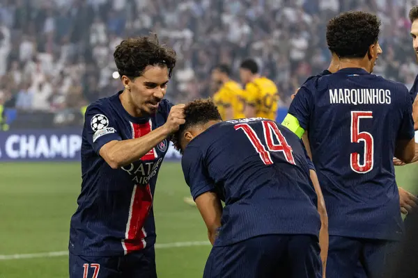 Münih, Almanya. 31 Mayıs 2025. UEFA Şampiyonlar Ligi. Son sözüm Paris Saint-Germain V. Inter Milan 5-0. Desire Doue, PSG, kutlama golü.