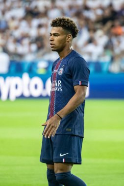 Udine, İtalya. 13 Ağustos 2025. UEFA Süper Kupası 2025. Paris Saint-Germain Tottenham Hotspur 'a karşı 4-3. Desire Doue, PSG.