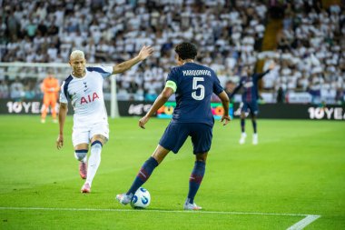 Udine, İtalya. 13 Ağustos 2025. UEFA Süper Kupası 2025. Paris Saint-Germain Tottenham Hotspur 'a karşı 4-3. Marquinhos, gooalkeeper PSG.