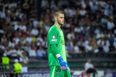 Udine, İtalya. 13 Ağustos 2025. UEFA Süper Kupası 2025. Paris Saint-Germain Tottenham Hotspur 'a karşı 4-3. Lucas Chevalier, gooalkeeper PSG.
