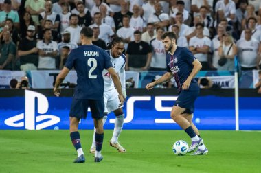 Udine, İtalya. 13 Ağustos 2025. UEFA Süper Kupası 2025. Paris Saint-Germain Tottenham Hotspur 'a karşı 4-3. Khvicha Kvaratskhelia, PSG.
