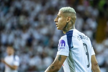 Udine, İtalya. 13 Ağustos 2025. UEFA Süper Kupası 2025. Paris Saint-Germain Tottenham Hotspur 'a karşı 4-3. Richarlison, Tottenham.