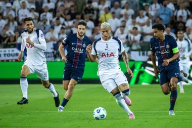 Udine, İtalya. 13 Ağustos 2025. UEFA Süper Kupası 2025. Paris Saint-Germain Tottenham Hotspur 'a karşı 4-3. Richarlison, Tottenham.
