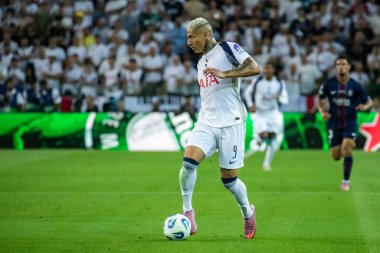 Udine, İtalya. 13 Ağustos 2025. UEFA Süper Kupası 2025. Paris Saint-Germain Tottenham Hotspur 'a karşı 4-3. Richarlison, Tottenham.