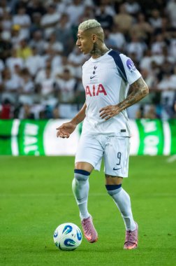 Udine, İtalya. 13 Ağustos 2025. UEFA Süper Kupası 2025. Paris Saint-Germain Tottenham Hotspur 'a karşı 4-3. Richarlison, Tottenham.