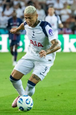 Udine, İtalya. 13 Ağustos 2025. UEFA Süper Kupası 2025. Paris Saint-Germain Tottenham Hotspur 'a karşı 4-3. Richarlison, Tottenham.
