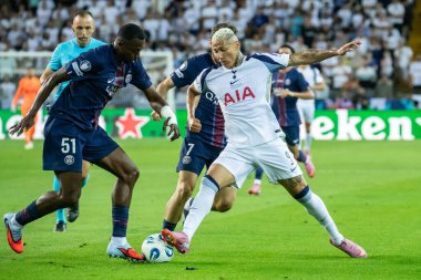 Udine, İtalya. 13 Ağustos 2025. UEFA Süper Kupası 2025. Paris Saint-Germain Tottenham Hotspur 'a karşı 4-3. Richarlison, Tottenham.