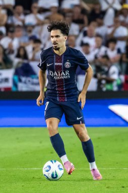 Udine, İtalya. 13 Ağustos 2025. UEFA Süper Kupası 2025. Paris Saint-Germain Tottenham Hotspur 'a karşı 4-3. Vitinha, PSG.