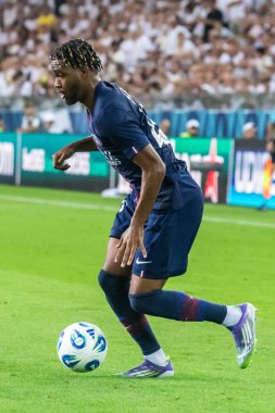 Udine, İtalya. 13 Ağustos 2025. UEFA Süper Kupası 2025. Paris Saint-Germain Tottenham Hotspur 'a karşı 4-3. İbrahim Mbaye, PSG.