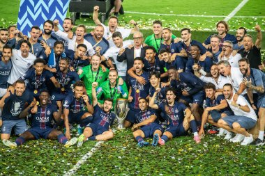 Udine, İtalya. 13 Ağustos 2025. UEFA Süper Kupası 2025. Paris Saint German Tottenham 'a karşı 4-3. Fabian Ruiz, PSG.