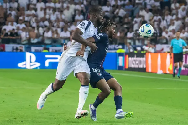 Udine, İtalya. 13 Ağustos 2025. UEFA Süper Kupası 2025. Paris Saint-Germain Tottenham Hotspur 'a karşı 4-3. İbrahim Mbaye, PSG.
