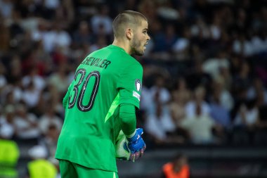Udine, İtalya. 13 Ağustos 2025. UEFA Süper Kupası 2025. Paris Saint-Germain Tottenham Hotspur 'a karşı 4-3. Lucas Chevalier, gooalkeeper PSG.