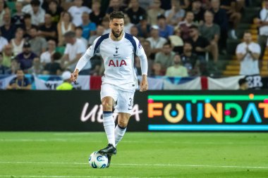 Udine, İtalya. 13 Ağustos 2025. UEFA Süper Kupası 2025. Paris Saint-Germain Tottenham Hotspur 'a karşı 4-3. Rodrigo Bentancur, Tottenham.
