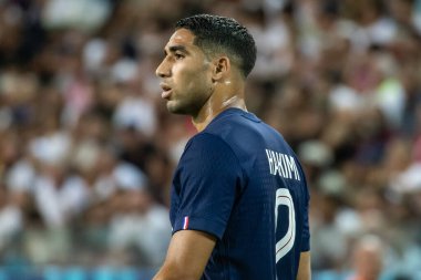 Udine, İtalya. 13 Ağustos 2025. UEFA Süper Kupası 2025. Paris Saint-Germain Tottenham Hotspur 'a karşı 4-3. Achraf Hakimi, PSG.