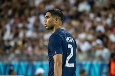 Udine, İtalya. 13 Ağustos 2025. UEFA Süper Kupası 2025. Paris Saint-Germain Tottenham Hotspur 'a karşı 4-3. Achraf Hakimi, PSG.