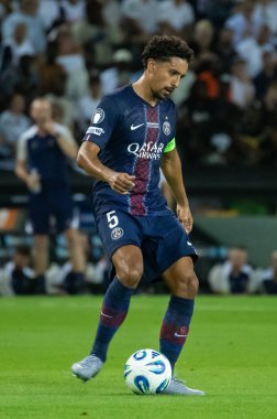 Udine, İtalya. 13 Ağustos 2025. UEFA Süper Kupası 2025. Paris Saint-Germain Tottenham Hotspur 'a karşı 4-3. Marquinhos, PSG.