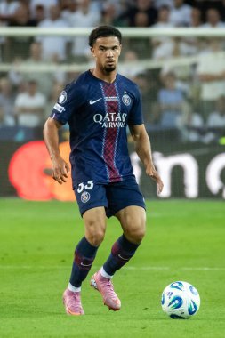 Udine, İtalya. 13 Ağustos 2025. UEFA Süper Kupası 2025. Paris Saint-Germain Tottenham Hotspur 'a karşı 4-3. Warren Zaire-Emery, PSG.