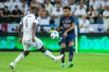 Udine, İtalya. 13 Ağustos 2025. UEFA Süper Kupası 2025. Paris Saint-Germain Tottenham Hotspur 'a karşı 4-3. Desire Doue, PSG.