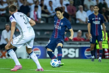 Udine, İtalya. 13 Ağustos 2025. UEFA Süper Kupası 2025. Paris Saint-Germain Tottenham Hotspur 'a karşı 4-3. Kang-in Lee, PSG.