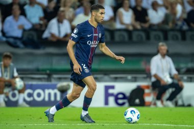 Udine, İtalya. 13 Ağustos 2025. UEFA Süper Kupası 2025. Paris Saint-Germain Tottenham Hotspur 'a karşı 4-3. Achraf Hakimi, PSG.