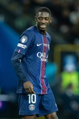 Udine, İtalya. 13 Ağustos 2025. UEFA Süper Kupası 2025. Paris Saint-Germain Tottenham Hotspur 'a karşı 4-3. Ousmane Dembele, PSG.