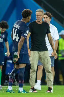 Udine, İtalya. 13 Ağustos 2025. UEFA Süper Kupası 2025. Paris Saint-Germain Tottenham Hotspur 'a karşı 4-3. Luis Enrique, antrenör PSG.