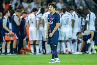 Udine, İtalya. 13 Ağustos 2025. UEFA Süper Kupası 2025. Paris Saint-Germain Tottenham Hotspur 'a karşı 4-3. Kang-in Lee, PSG.