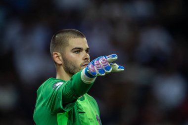 Udine, İtalya. 13 Ağustos 2025. UEFA Süper Kupası 2025. Paris Saint-Germain Tottenham Hotspur 'a karşı 4-3. Lucas Chevalier, gooalkeeper PSG.