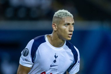 Udine, İtalya. 13 Ağustos 2025. UEFA Süper Kupası 2025. Paris Saint-Germain Tottenham Hotspur 'a karşı 4-3. Richarlison, Tottenham.