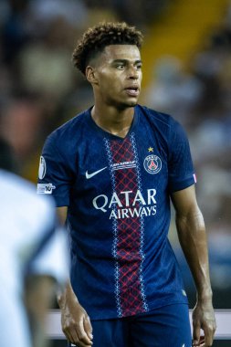 Udine, İtalya. 13 Ağustos 2025. UEFA Süper Kupası 2025. Paris Saint-Germain Tottenham Hotspur 'a karşı 4-3. Desire Doue, PSG.