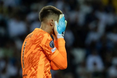 Udine, İtalya. 13 Ağustos 2025. UEFA Süper Kupası 2025. Paris Saint-Germain Tottenham Hotspur 'a karşı 4-3. Guglielmo Vicario, kaleci Tottenham.